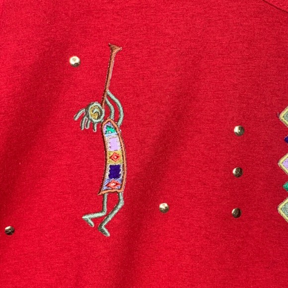 Vintage Cactus California Red Embroidered Kokopelli Tee Shirt XL Short Sleeve - Picture 8 of 8